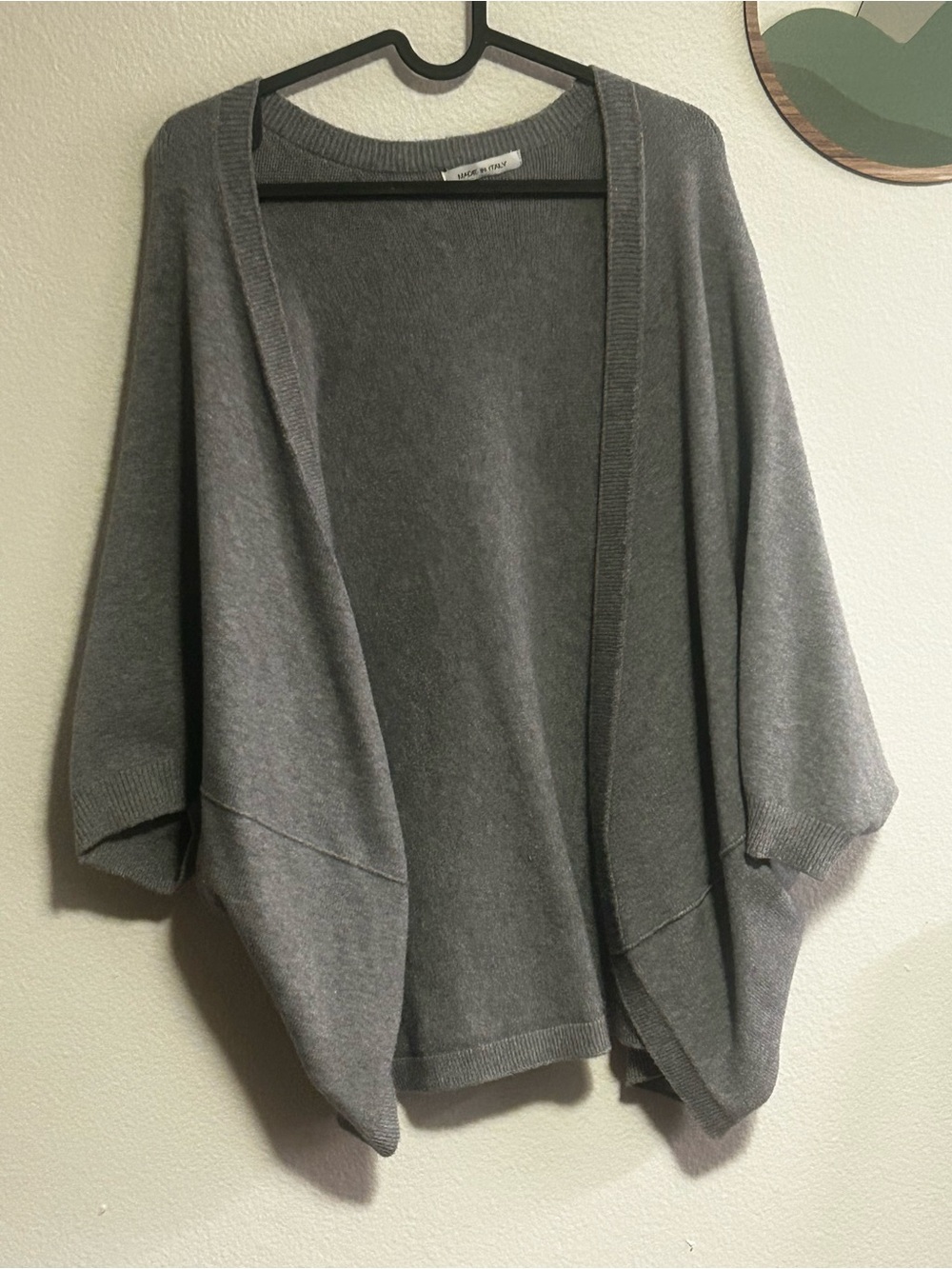 Made in Italy Cozy Open-Front Gray Knit Cardigan - Picture 2 of 8